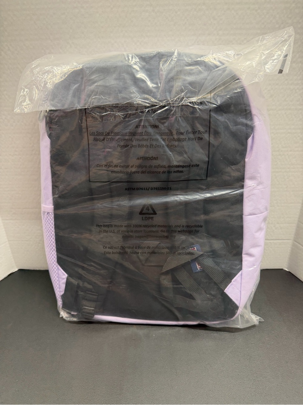 Jansport Pastel Purple Backpack with Front Pocket - Picture 3 of 3